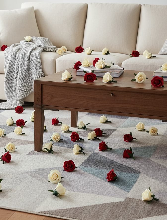 Dekoracja z główek róż