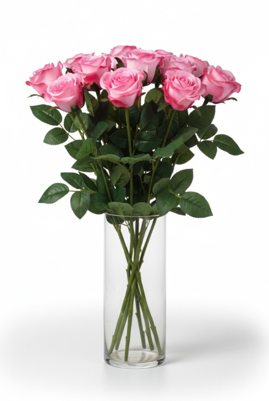 Sztuczne kwiaty róży w wazonie