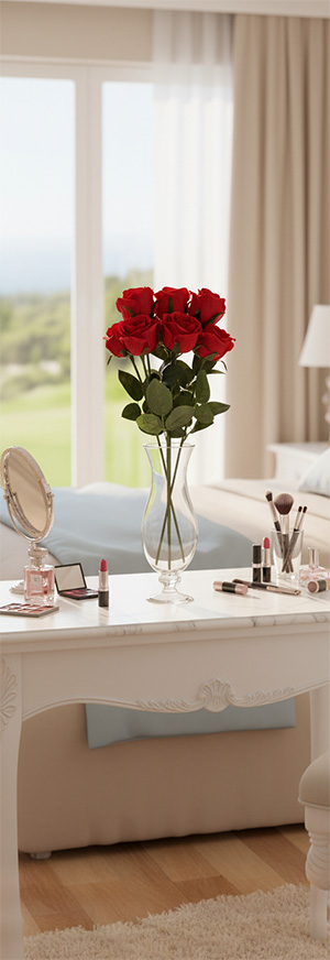 Kwiaty w wazonie z różami