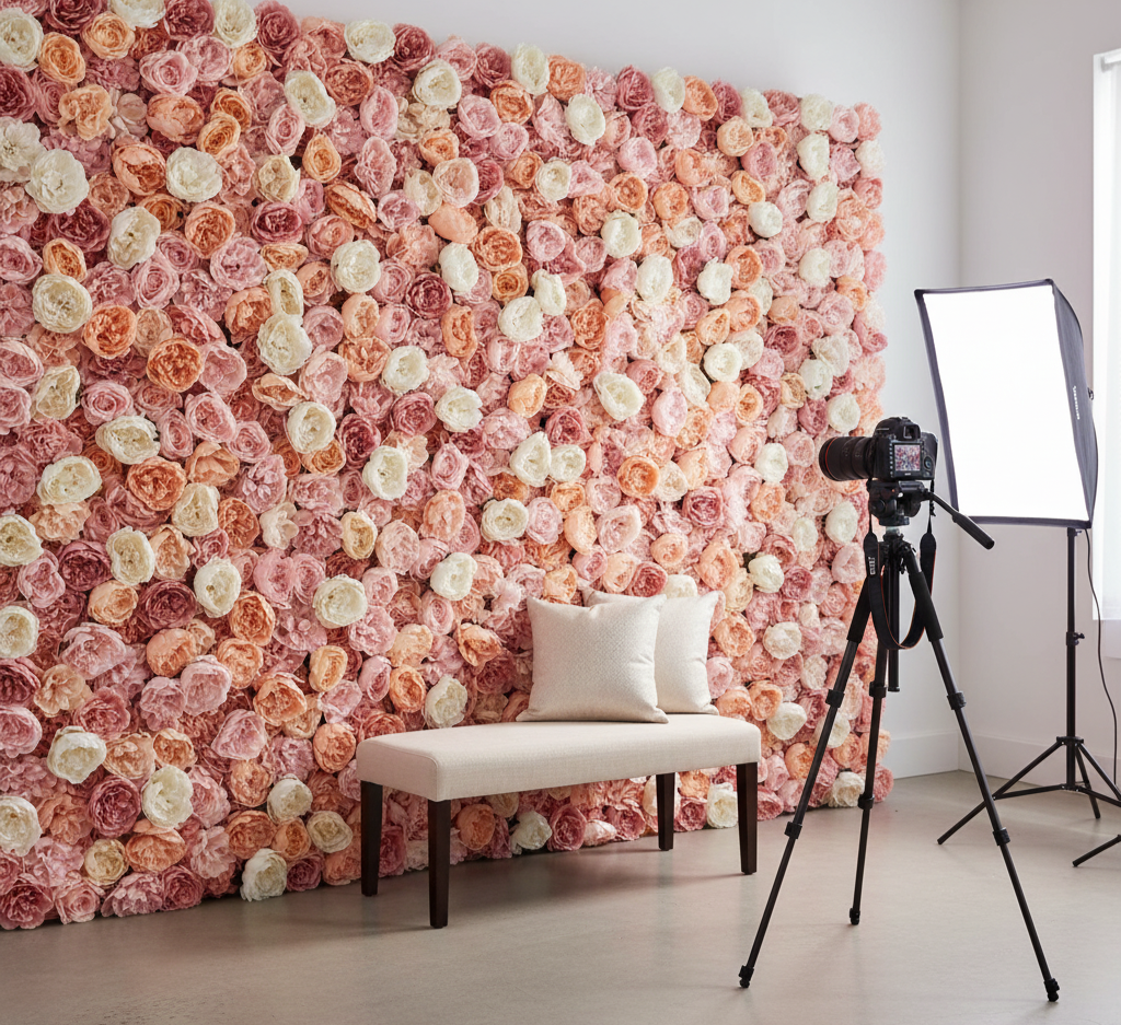 Strefa fotograficzna z kwiatami Piwonia